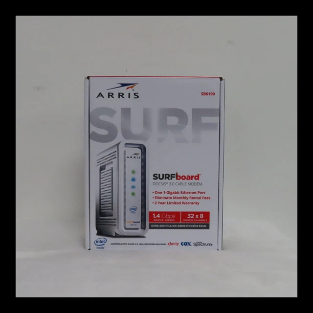 ARRIS SURFboard 32x8 DOCSIS 3.0 Cable Modem, Model SB6190 (White) (U) 154638