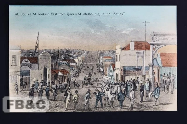 C1900 C1900 AUSTRALIAN POSTCARD - Bourke St Looking East, In The Fifties - S ...