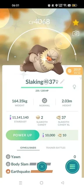 POK MON GO Shiny Slaking Maxed Out To Level 40 3moveset T R A D POK MON GO Shiny Slaking Maxed Out To Level 40 3moveset T R A D
