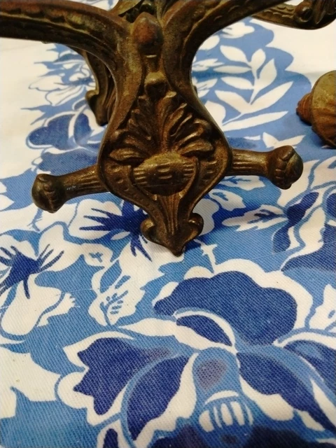 Antique Hall tree Hooks W/Backplate Ornate Cast iron Rack Coat Hat Lot of 3 3