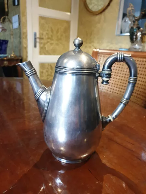 Argenterie Théière Cafetière Bambou Métal Argenté Poinconné Christofle