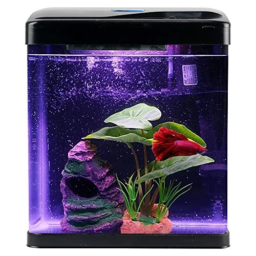 Betta Fish Tank Self Cleaning Glass 2 Gallon Small Nano Aquarium Starter