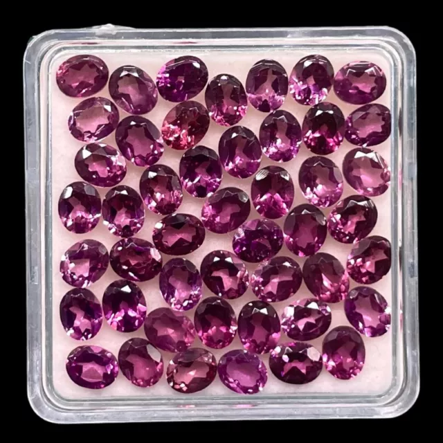 50 Pcs Natural Rhodolite Garnet 5x4mm Oval Cut Loose Untreated Gemstones Lot 3