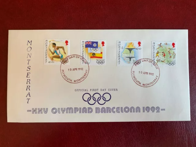 Montserrat 1992 Fdc Summer Olympics Barcelona Torch Boxing Swimming Basketball