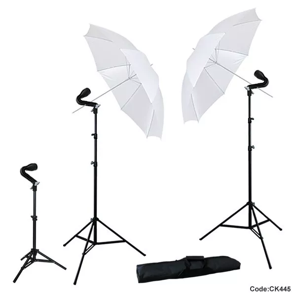 Studio Photography 2x 33" Soft White Umbrella + 3x Photo Light Kit LINCO