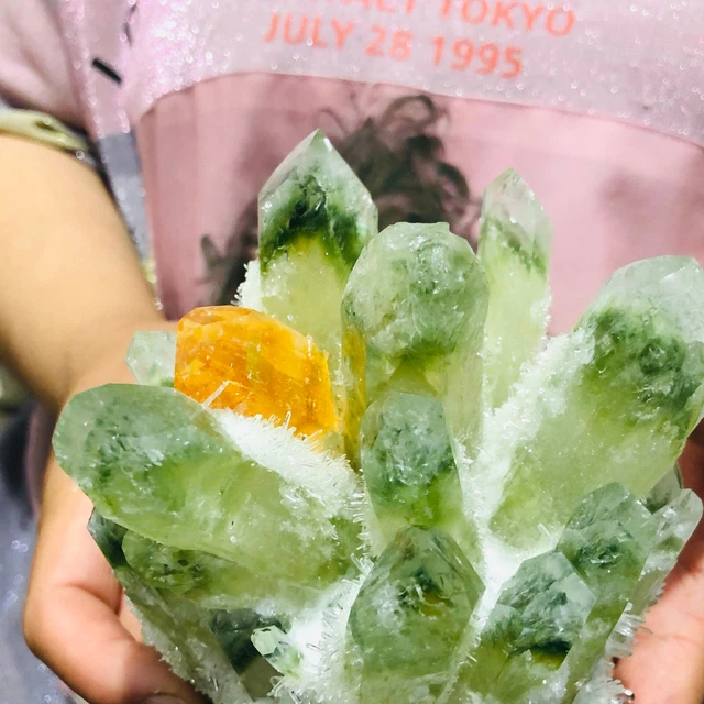 2.48LB New Find Green Phantom Quartz Crystal Cluster Mineral Specimen Healing 3