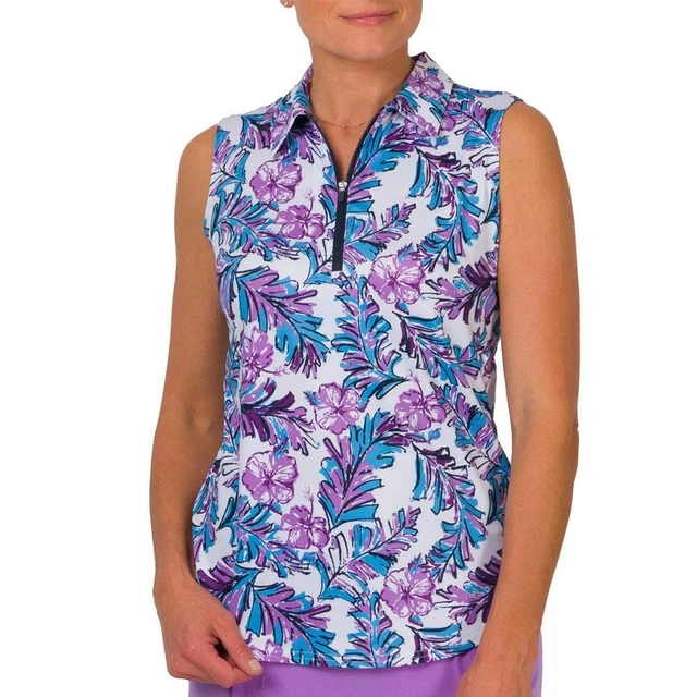 Jofit Women`s Printed Sleeveless Tennis Polo Tropical Punch Print