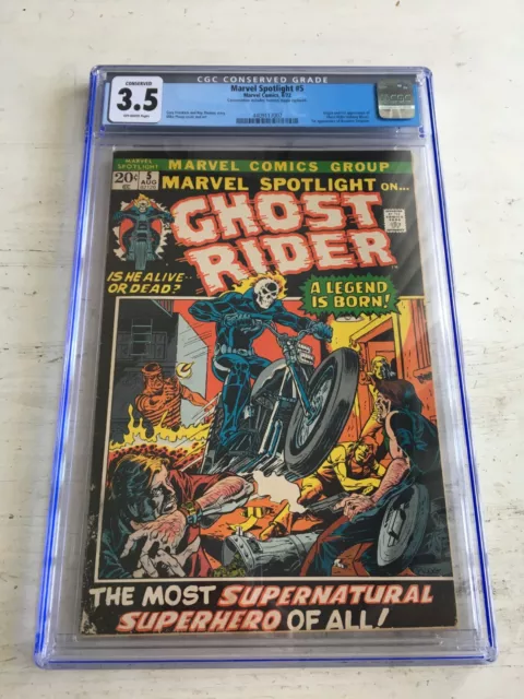 Cgc Marvel Spotlight #5 1972 Marvel 3.5 Conserved 1St Johnny Blaze Ghost Rider!!