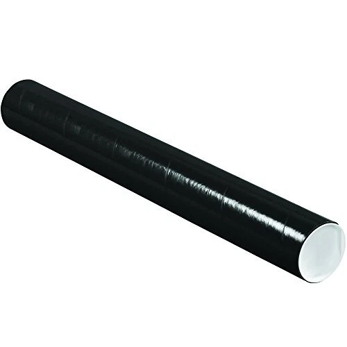 BOX USA Black Mailing Tubes with Caps 3 Inch x 24 Inch Pack of 24 for Shippin...