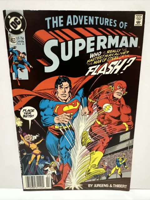 The Adventures of Superman #463 DC Comic (1990) Superman Vs. Flash Race FN
