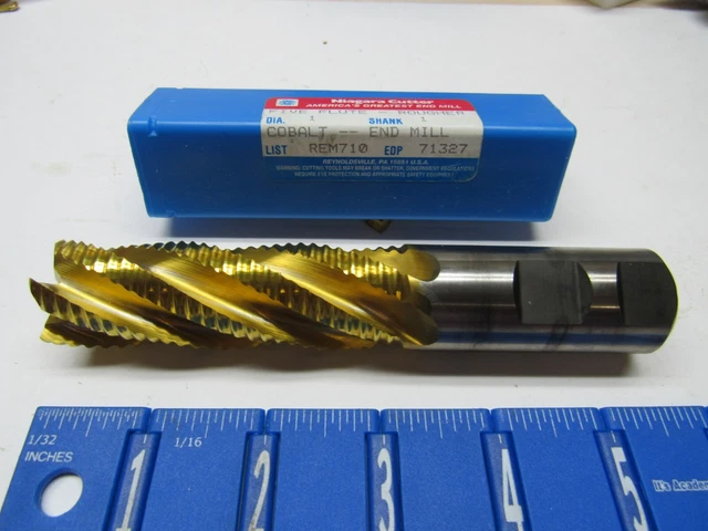 Niagara 1" Long 5-Flute Single End Tin Coated Cobalt Roughing End Mill