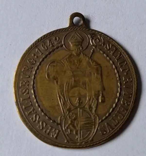 Salzburg tragbare Messingmedaille (um 1900 ? ) Münzmotiv 1642 stampsdealer