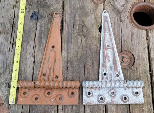 T Strap  Barn Door Gate Shed Hinges 12 x 7 Inches Set Of two Salvage Vintage