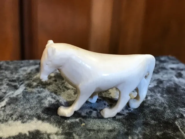 Figurine Cute  Funny Shape  Carved Tiny 1"x1 1/4" Horse White
