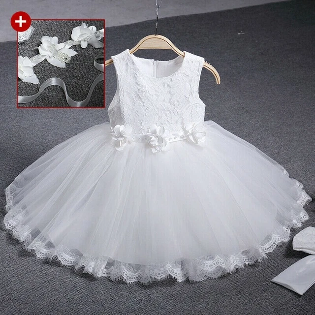 Ragazza Principessa Tutu Abito Tulle Fiore Pizzo Fiocco Matrimonio Compleanno