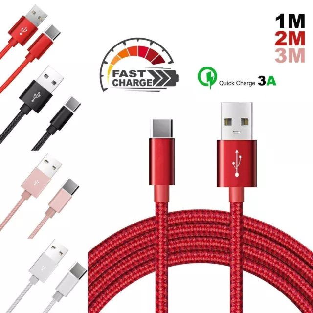 USB-C Cable Type C Lead Fast Charging Heavy Duty Phone Charger Data Sync