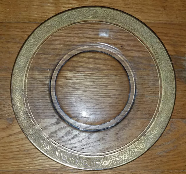 Vtg Tiffin Franciscan "Minton Clear" Gold Band Pattern Glass Salad Plate USA
