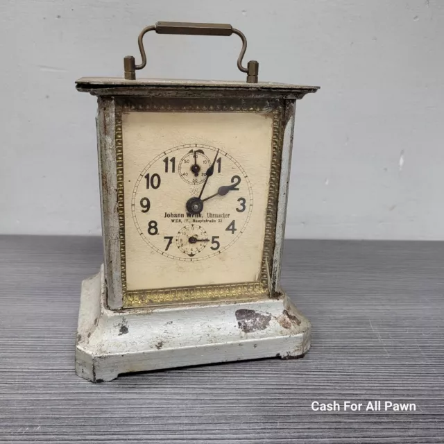 Antique 1880'S German Junghans Musical Alarm Carriage Mantle Clock