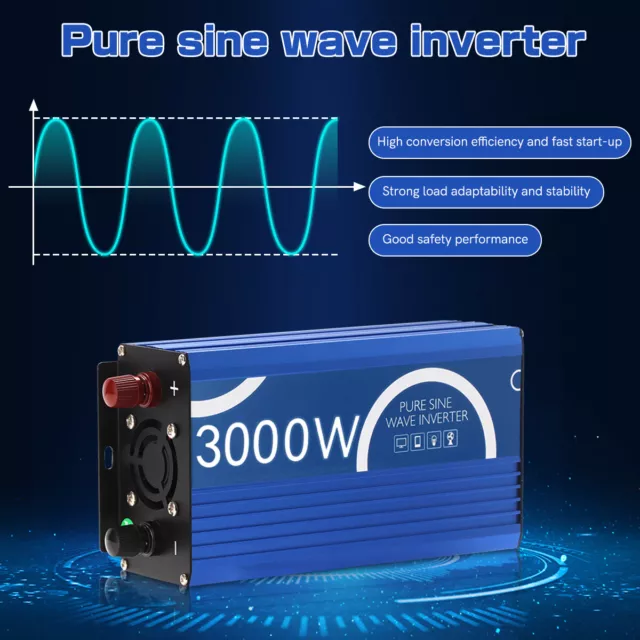 3000W True Peak Pure Sine Wave Power Inverter 12V to 240V Car DC to AC Converter 2