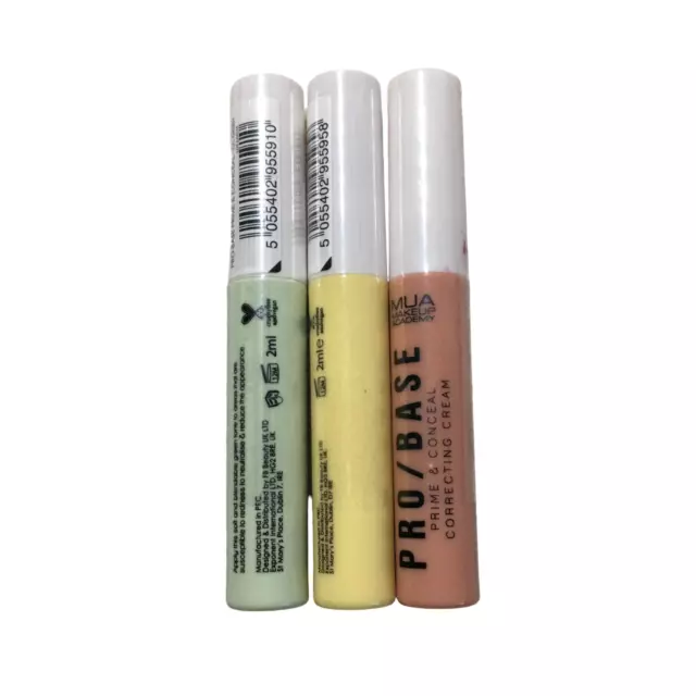 3 x MUA Pro Base Prime & conceal Correcting cream Green/Peach/Yellow