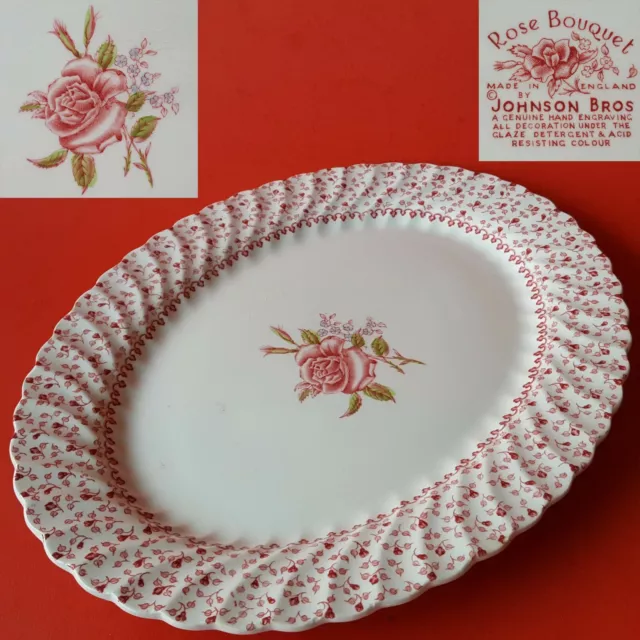 Johnson Brothers Made in England 'Rose Bouquet' Pink 12" Oval Serving Platter