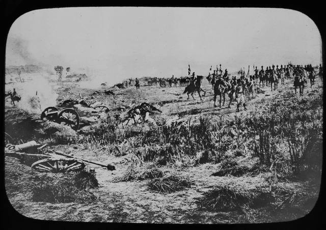 ANTIQUE Magic Lantern Slide BATTLE OF WATERLOO NO4 C1890 VICTORIAN DRAWING