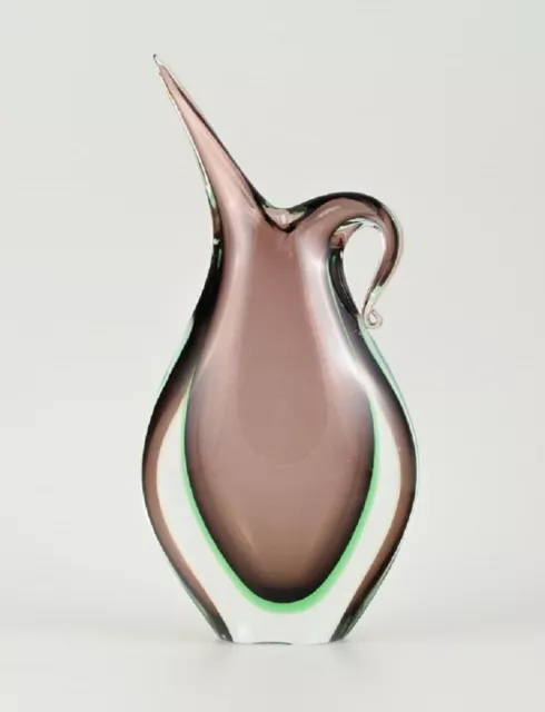 Murano purple/green/clear vase in hand-blown art glass. Italian design, 1960s.