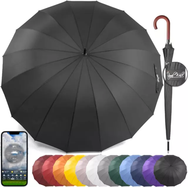 Royal Walk Windproof Large Umbrella for Rain 54 Inch Automatic Open for 2 Person