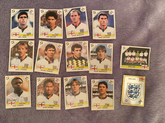 Panini Italia 90 FIFA World Cup 1990 . 14 England Team Stickers Inc Foil Badge