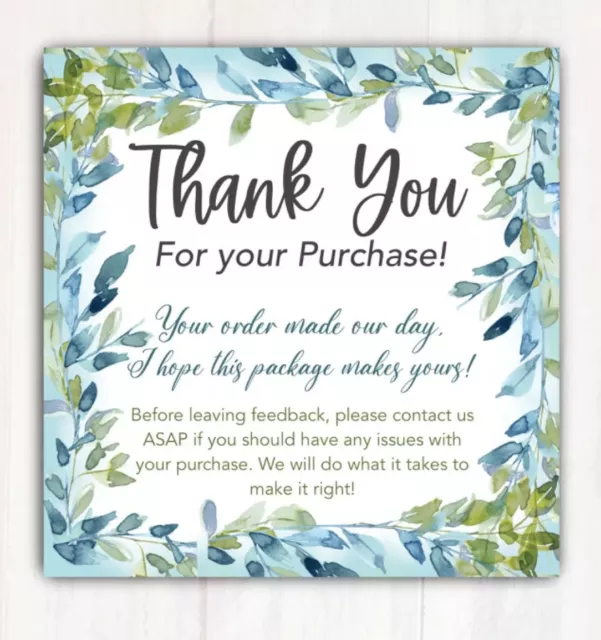 200 Thank You For Your Purchase Stickers Labels 2” Square Ebay Seller Seals