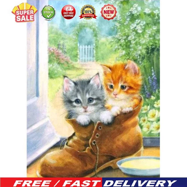 (DE6612) 5D HAZLO TÚ MISMO Diferentes Animales Cuadrado Diamante Diamante Pintura Mosaico (Gato) 4