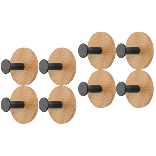 8 Pcs Bamboo Sticky Hook Entryway Hooks Key Chain Norse Decor