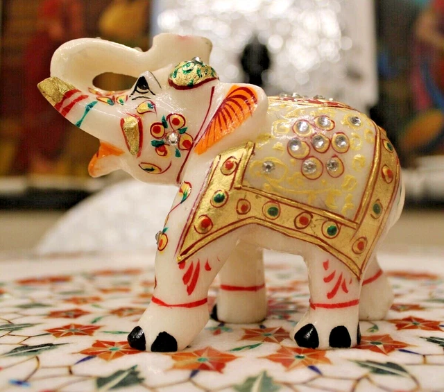 Marble Elephant, Decorative Marble Elephant Statue, Marble Elephant Sculpture,