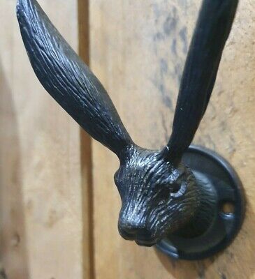 Dark Grey/ Black Hare Coat Hook Rabbit Wall Sculpture Vintage Metal Retro