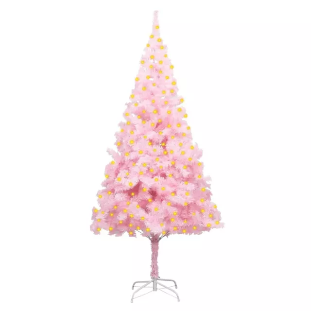 vidaXL Künstlicher Weihnachtsbaum mit LEDs & Ständer Rosa 210 cm PVC