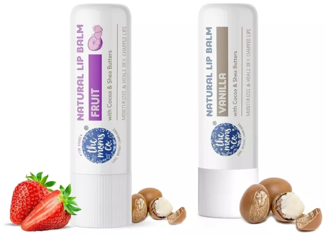 The Moms Co. Natural Lip Balm (Fruit) & Natural Lip Balm (Vanilla) - (Pack of 2)