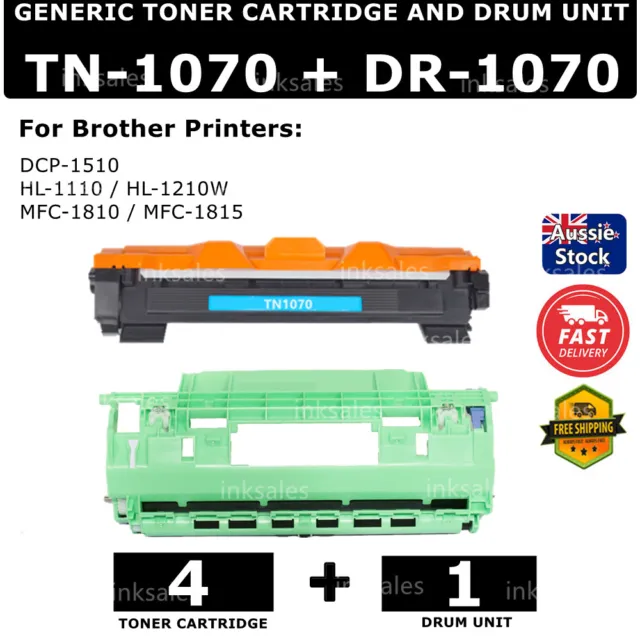 Comb 4x Generic Toner TN-1070 + 1x Drum DR-1070 For Brother HL1210W MFC1815 1810