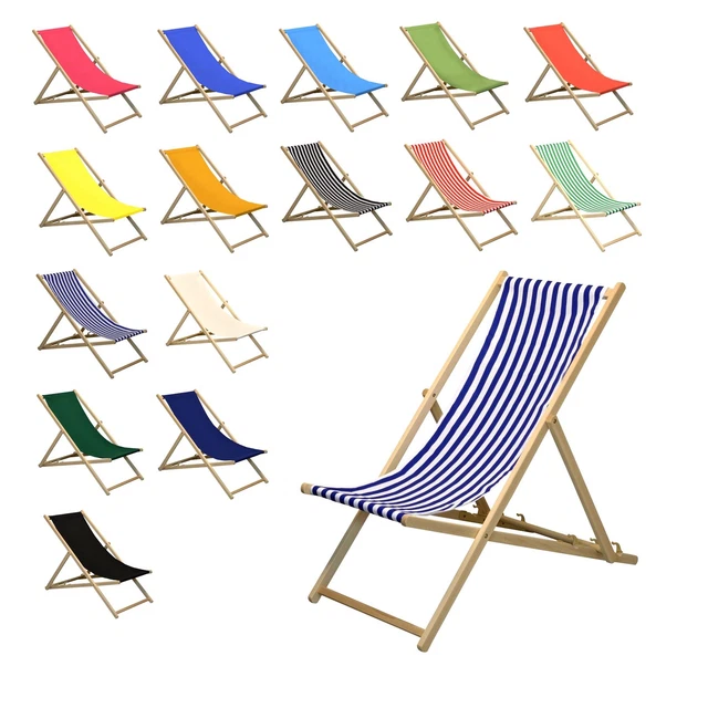 WOODEN DECK CHAIR Chairs Traditional Folding Sun Lounger Garden Beach