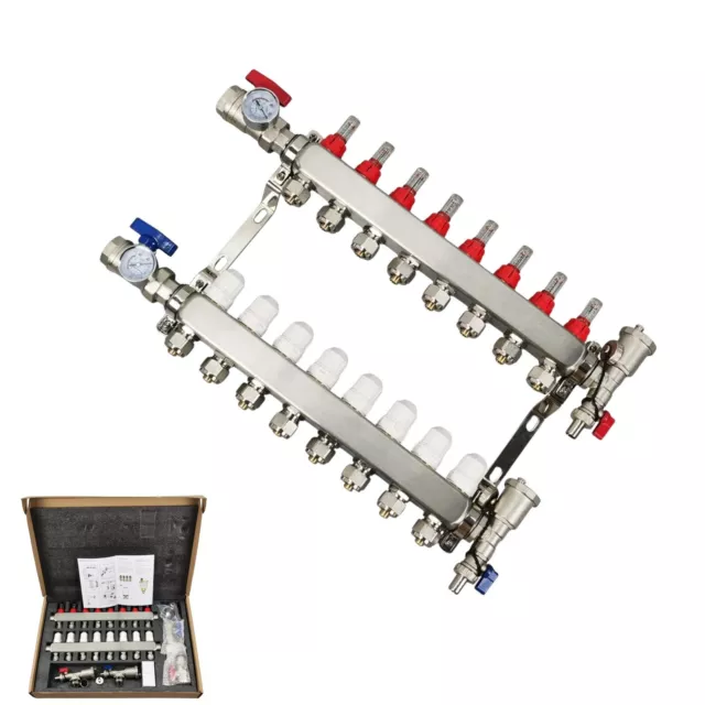 8-Branch PEX Radiant Floor Heating Manifold Set Water Distributor