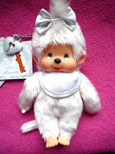 Original Sekiguchi Monchhichi  " MÄDCHEN " mit Schloß - weiß  - ECHTE RARITÄT -