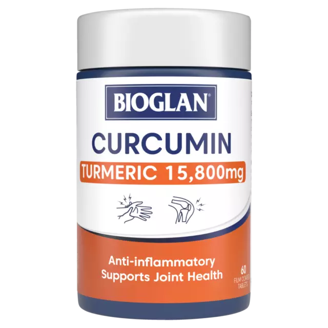 Bioglan Curcumin Turmeric 15,800mg 60 Tablets Joint Pain prev. Clinical Curcumin