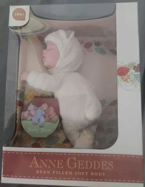 Anne Geddes - Baby Bear - Bean Filled Soft Body Doll Toy - New In Box