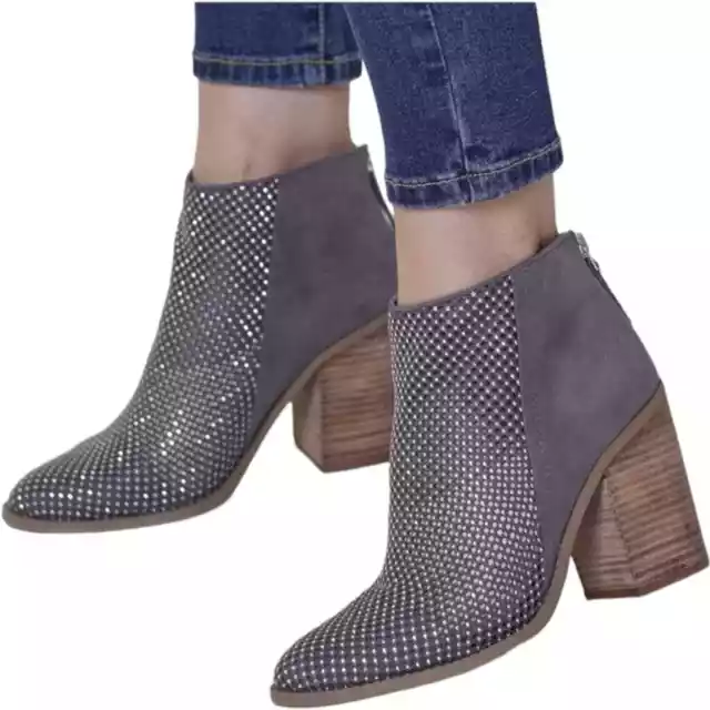 Madden Girl Mocha Gray and Silver Ankle Boots Size 8.5