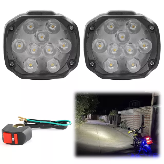 2x LED Motorrad Scheinwerfer Nebelscheinwerfer Fahrlicht Roller ATV mit Schalter