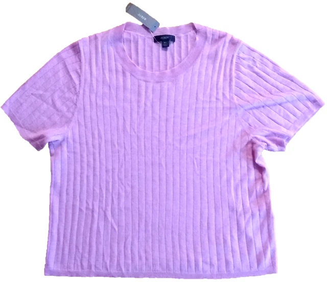 NWT J Crew Women's XL silk cashmere cropped knit top light sweater Light Pink