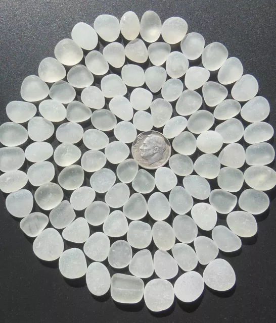 D08 - 100 Piece Lot Beautiful Frosted White Genuine Surf-Tumbled Beach Sea Glass