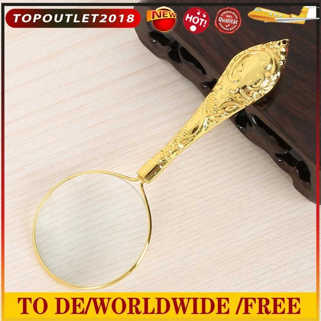 Embossed Handheld Magnifier for Reading Inspection Jewelry Loupe European Style