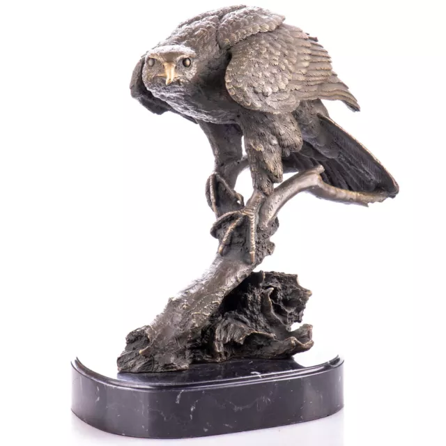 Bronze Skulptur Adler Raubvogel Deko Figur 31x30cm Echte Bronze Signiert yb667