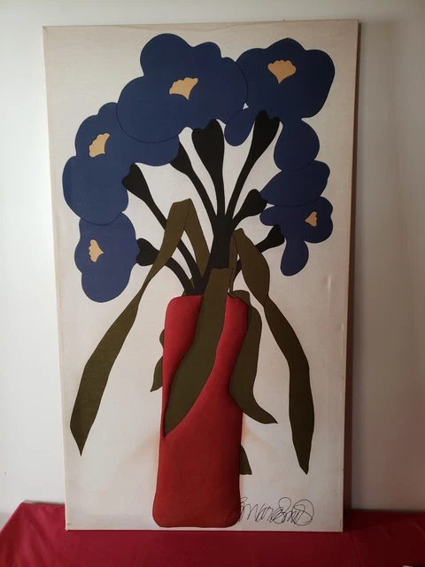 Howard Smith - Blue Iris - POP ART - Fabric Screen Print - Vallila Finland 1978