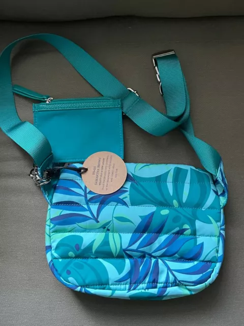 Samantha Brown To-Go Quilted Hip Bag with Pouch TROPICAL PALM LEAF nwt 5